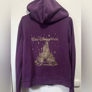 Walt Disney Resort Purple Zip Hoodie Gold Graphics Castle Rhinestones Size XL